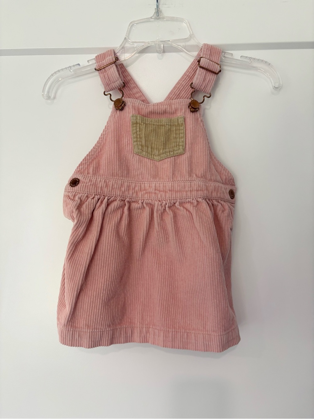 Dip Pink and Tan Corduroy Overall Jumper Dress 18/24